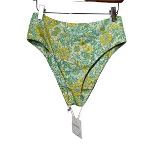 NWT Kulani Kinis Women's Sz 2X Green Bikini Bottom High Hip Oceanchild Retro 70s